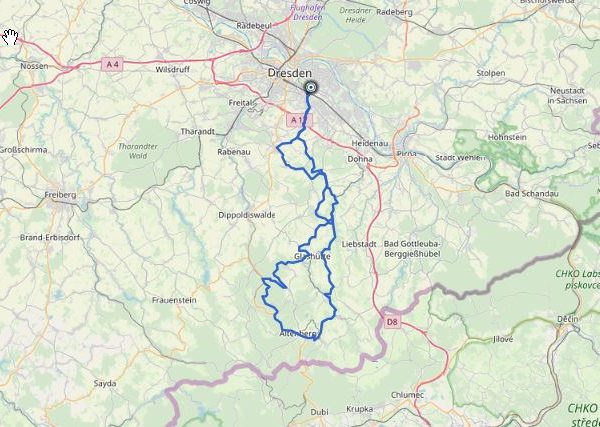 GPX Track von Dresden nach Altenberg (Erzgebirge) auf Karte