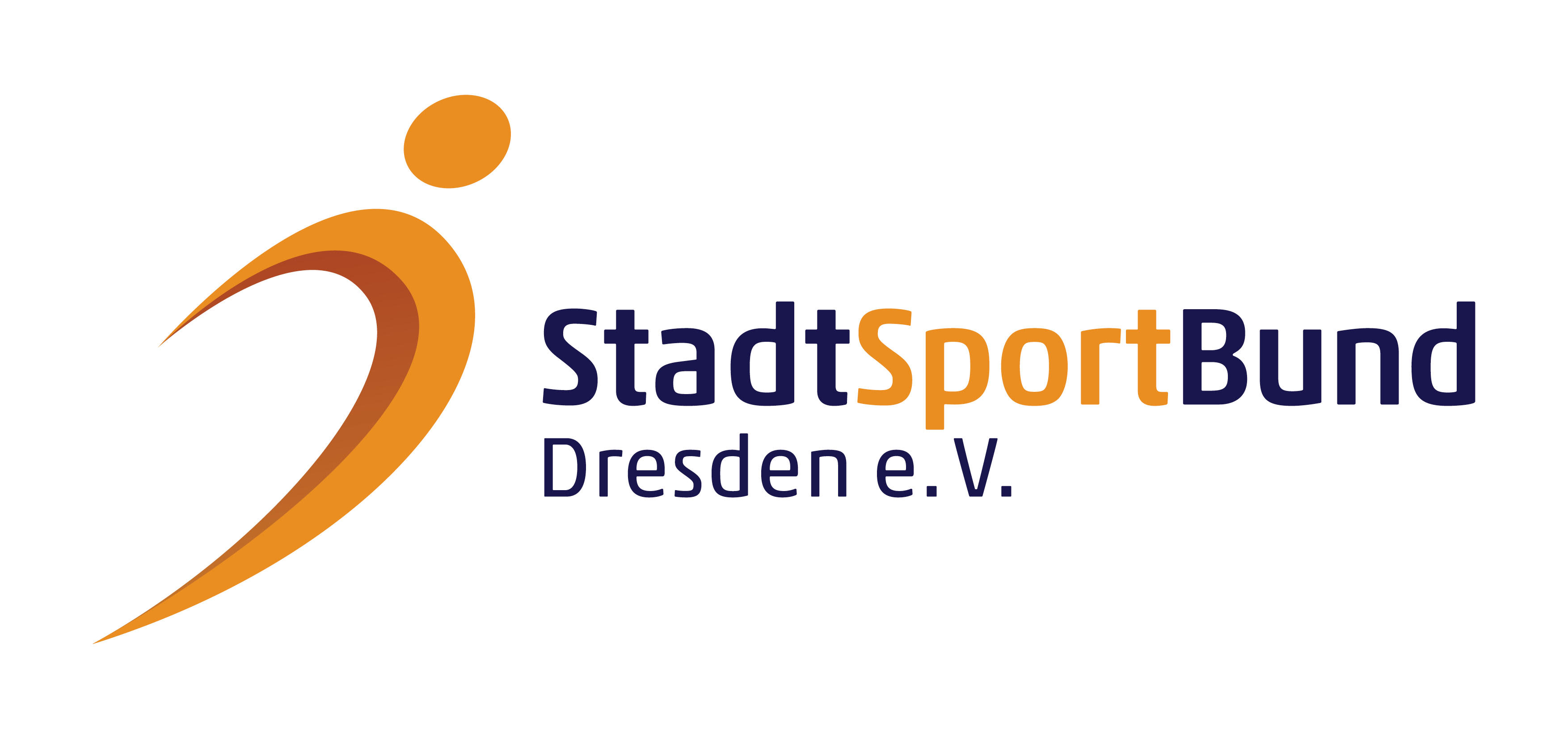 Schriftzug Stadtsportbund Dresden e.V. mit stilisiertem Sportler als Grafik